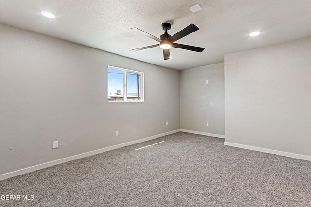 5112 Sun Valley Dr, El Paso, TX 79924 - carpeted spare room featuring a ceiling fan, a textured ceiling, and recessed lighting