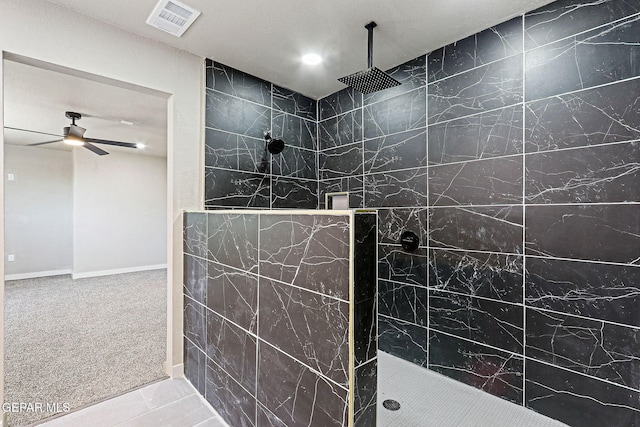 5112 Sun Valley Dr, El Paso, TX 79924 - full bath with a walk in shower, ceiling fan, and tile patterned flooring