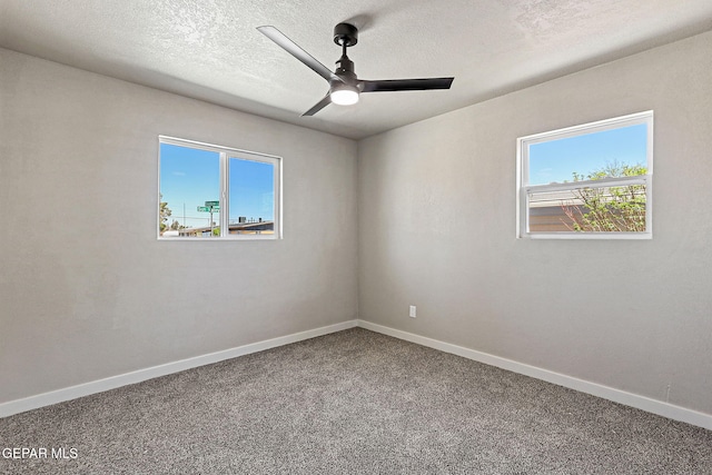 5112 Sun Valley Dr, El Paso, TX 79924 - spare room featuring ceiling fan, carpet, and a textured ceiling