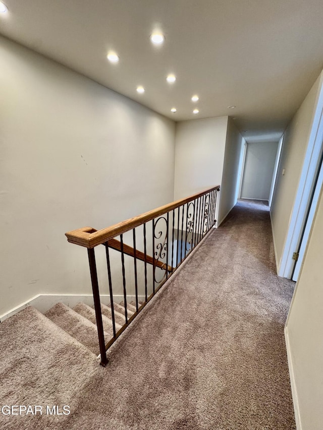 536 Satellite Dr, El Paso, TX 79912 - staircase featuring carpet flooring and recessed lighting