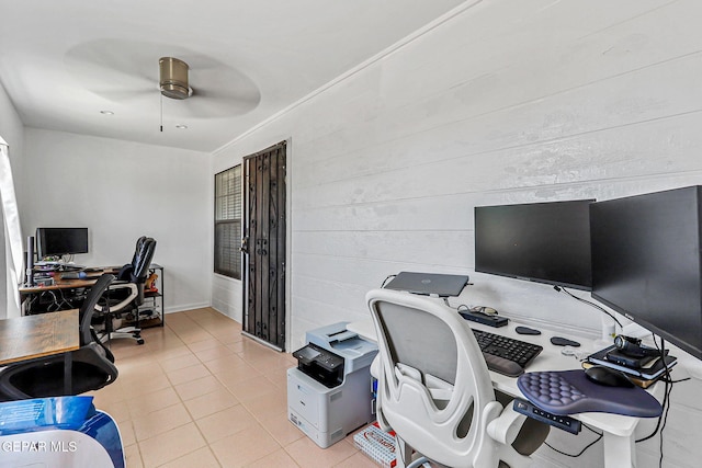 9769 Galilee Dr, El Paso, TX 79927 - office with a ceiling fan and tile patterned flooring