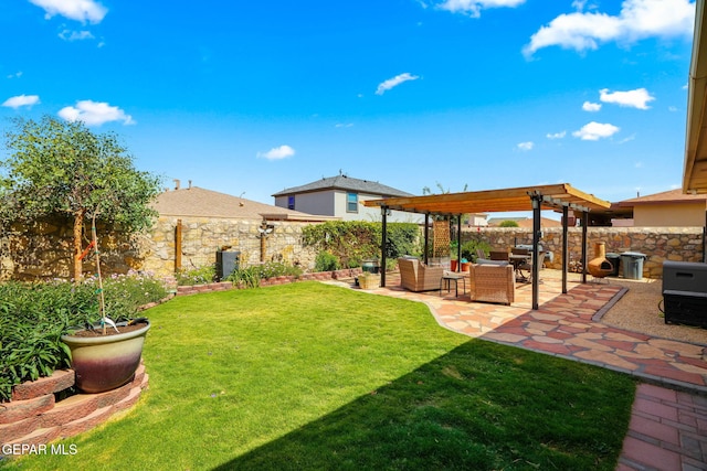 11202 Redstone Peak Place, El Paso, TX 79934 - fenced backyard featuring a pergola and a patio area