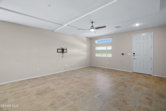 7722 Enchanted Ridge Dr, El Paso, TX 79911 - empty room featuring a ceiling fan, recessed lighting, and light tile patterned floors