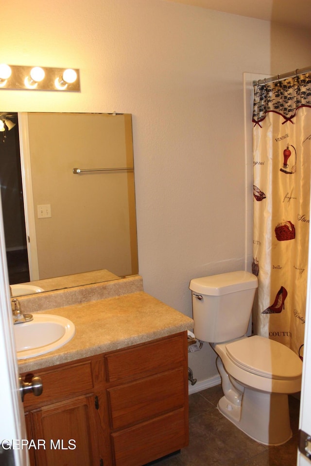13978 Vaquero Rock Dr, El Paso, TX 79938 - full bathroom with vanity, tile patterned flooring, and curtained shower