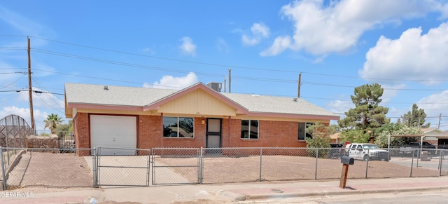 231 Romeria Dr, El Paso, TX 79907 - ranch-style house with brick siding, an attached garage, a fenced front yard, and driveway