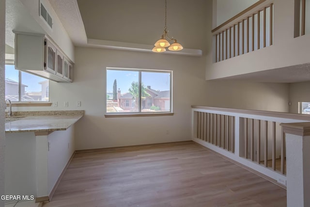 3148 Tierra Encino Dr, El Paso, TX 79938 - unfurnished dining area with plenty of natural light, light wood finished floors, and a chandelier