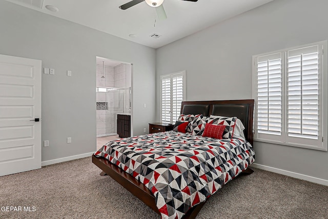 13860 Summer View Ave, El Paso, TX 79928 - bedroom with carpet flooring, ceiling fan, and ensuite bath
