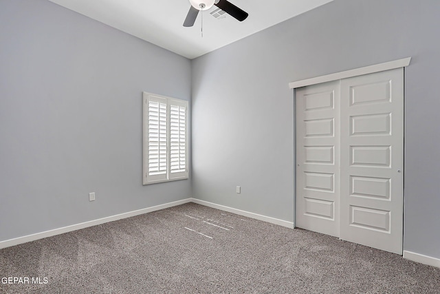 13860 Summer View Ave, El Paso, TX 79928 - unfurnished bedroom with carpet flooring, a closet, and a ceiling fan