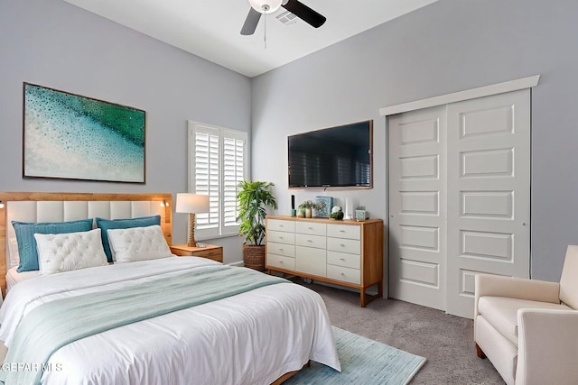 13860 Summer View Ave, El Paso, TX 79928 - carpeted bedroom with a closet and ceiling fan