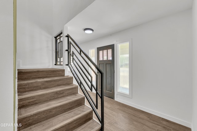 10229 Luella Ave, El Paso, TX 79925 - foyer entrance with stairway and wood finished floors