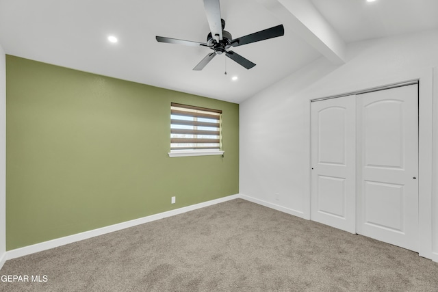 10229 Luella Ave, El Paso, TX 79925 - unfurnished bedroom featuring recessed lighting, carpet floors, a closet, and ceiling fan