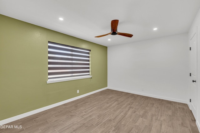 10229 Luella Ave, El Paso, TX 79925 - empty room with ceiling fan, wood finished floors, and recessed lighting