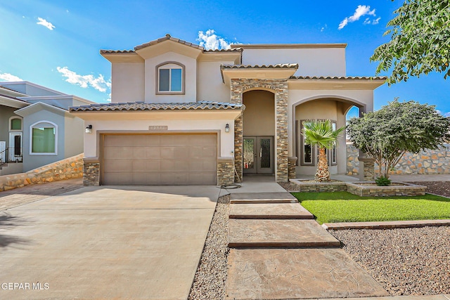 12511 Furlong Cir, El Paso, TX 79928 - mediterranean / spanish home with french doors, stucco siding, and stone siding