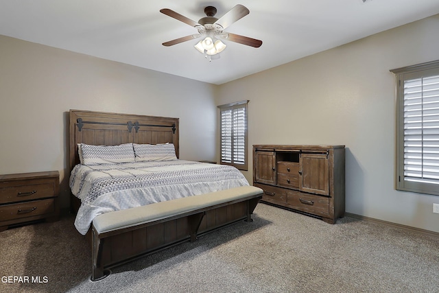 12511 Furlong Cir, El Paso, TX 79928 - bedroom featuring carpet flooring, multiple windows, and a ceiling fan