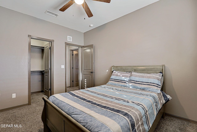 12511 Furlong Cir, El Paso, TX 79928 - carpeted bedroom with a walk in closet, a ceiling fan, and a closet