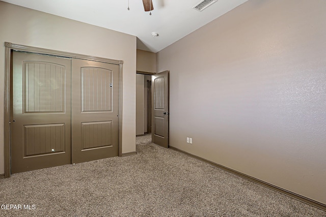 12511 Furlong Cir, El Paso, TX 79928 - unfurnished bedroom featuring carpet flooring, a closet, and ceiling fan
