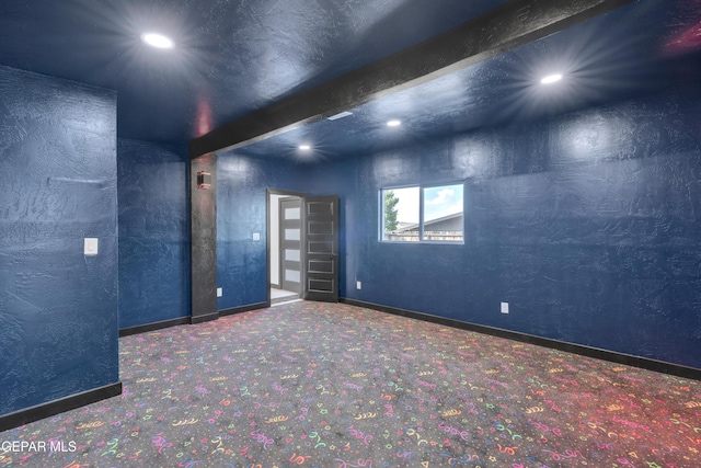 3116 Titanic Ave, El Paso, TX 79904 - spare room with recessed lighting, carpet, and beam ceiling