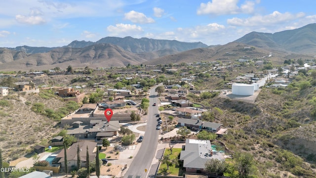 3116 Titanic Ave, El Paso, TX 79904 - aerial view of property and surrounding area with nearby suburban area and a mountain backdrop