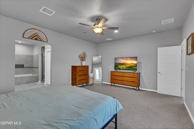 203 Bretby Pl, El Paso, TX 79928 - carpeted bedroom with ensuite bath and ceiling fan