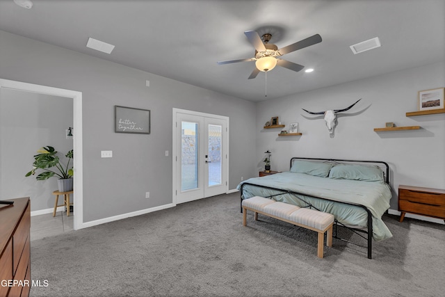 203 Bretby Pl, El Paso, TX 79928 - carpeted bedroom with access to outside and ceiling fan