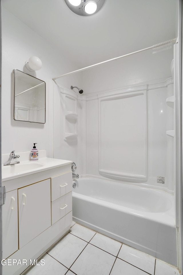 10317 Wilshire Dr, El Paso, TX 79924 - bathroom with shower / bath combination, tile patterned flooring, and vanity