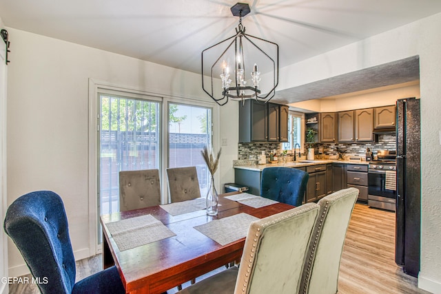 350 Thunderbird Dr Unit 59, El Paso, TX 79912 - dining area featuring a chandelier, plenty of natural light, and light wood finished floors