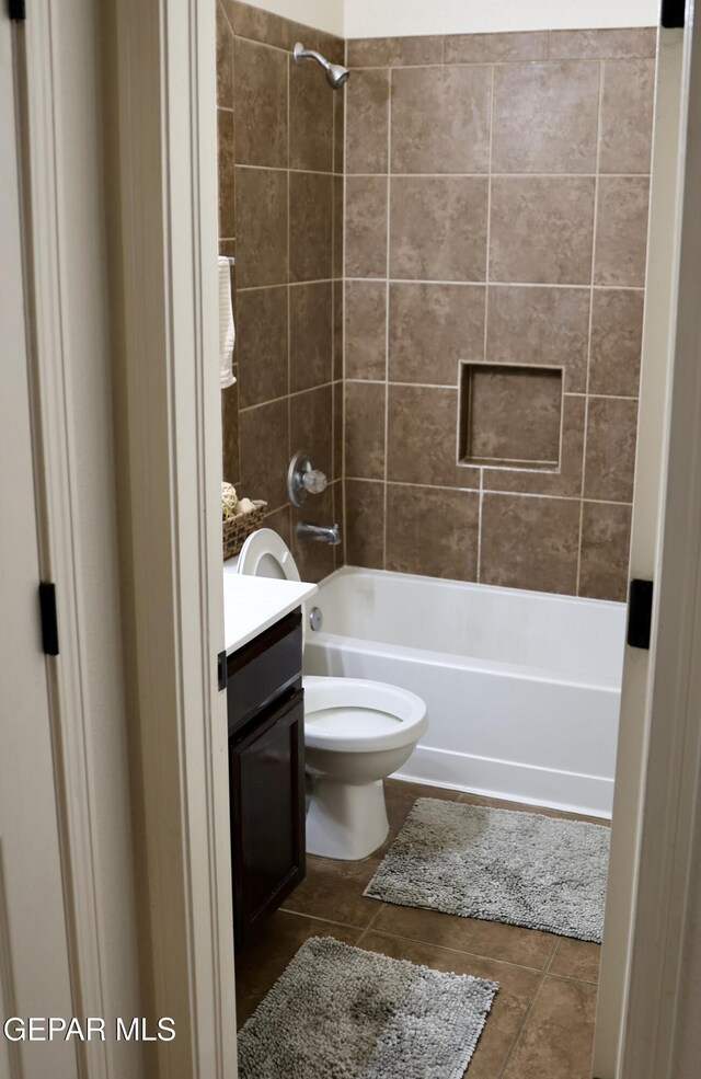 14251 Rattler Point Dr, El Paso, TX 79938 - bathroom with shower / washtub combination, tile patterned floors, and vanity