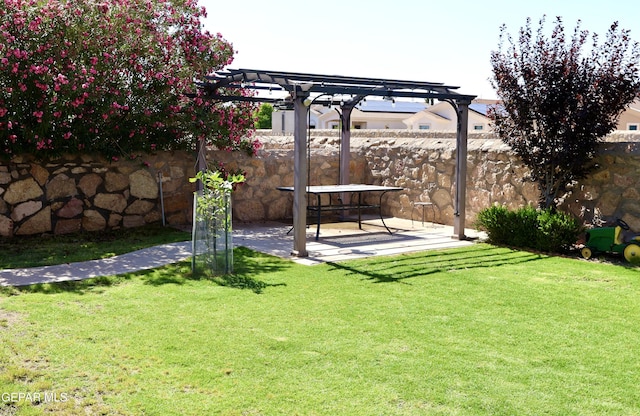 14251 Rattler Point Dr, El Paso, TX 79938 - view of yard featuring a pergola and a patio area