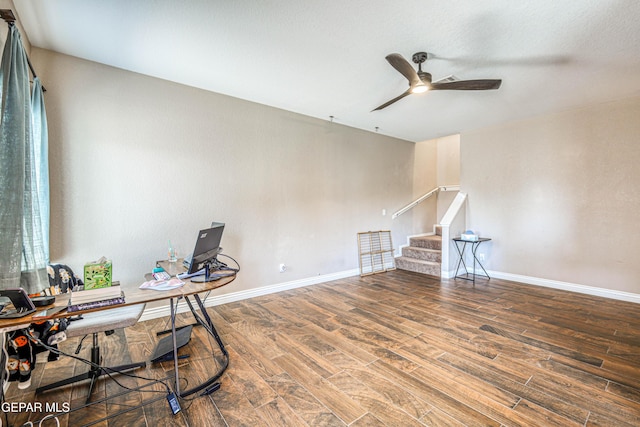 401 Everlook Ln, Horizon City, TX 79928 - office with wood finished floors and a ceiling fan