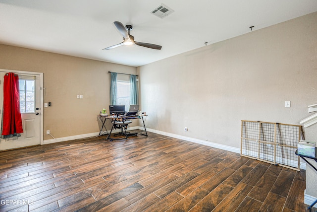 401 Everlook Ln, Horizon City, TX 79928 - home office with wood finished floors, plenty of natural light, and ceiling fan