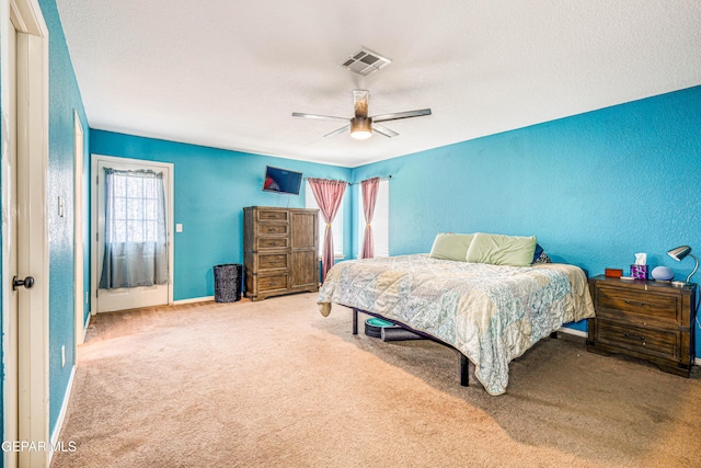 401 Everlook Ln, Horizon City, TX 79928 - bedroom featuring multiple windows, carpet flooring, and ceiling fan