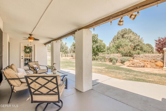 5430 Davis Cup Ct, El Paso, TX 79932 - view of patio / terrace with ceiling fan and an outdoor hangout area