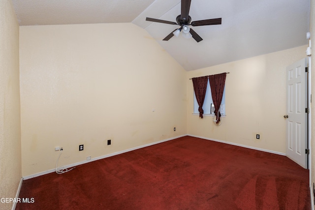 11969 Oak Abbey Ct, El Paso, TX 79936 - empty room with ceiling fan, lofted ceiling, and carpet floors