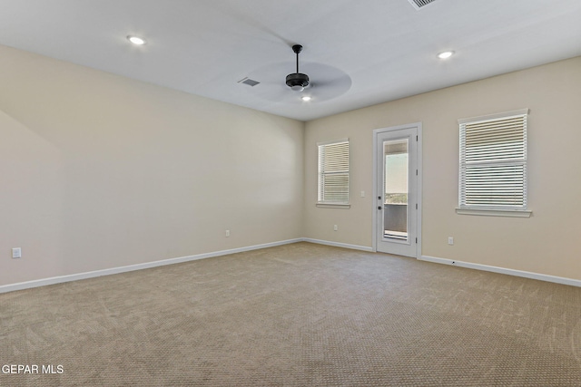 14904 John Mcneely Ave, El Paso, TX 79938 - unfurnished room featuring a ceiling fan, light carpet, and recessed lighting