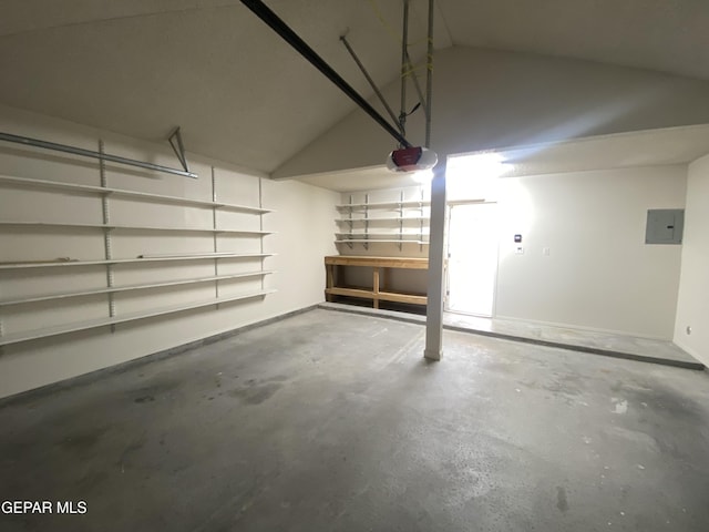 1409 Rainbow Ridge Dr, El Paso, TX 79912 - garage with electric panel and a garage door opener
