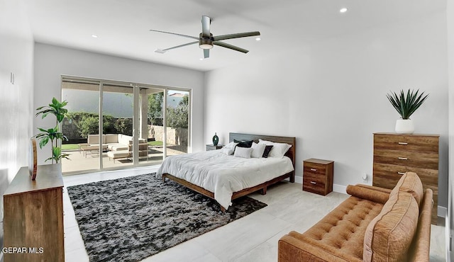 525 Cotton Blossom Ave, El Paso, TX 79922 - bedroom with access to exterior, recessed lighting, and ceiling fan