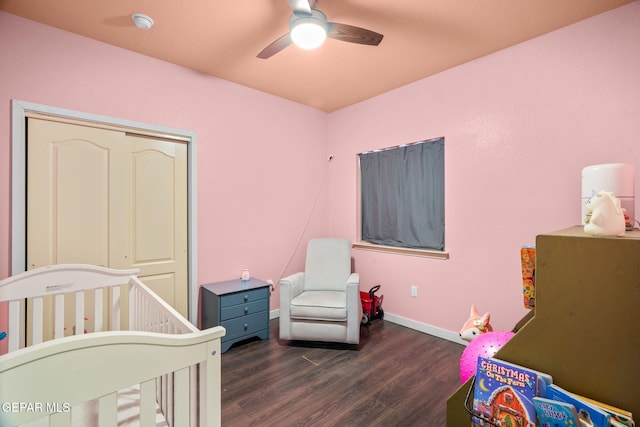 14605 Spanish Point Dr, El Paso, TX 79938 - bedroom with wood finished floors, a nursery area, and a ceiling fan
