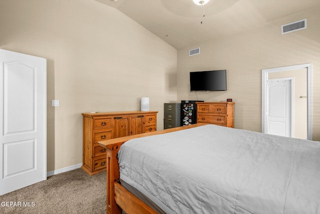 14605 Spanish Point Dr, El Paso, TX 79938 - carpeted bedroom featuring high vaulted ceiling and ceiling fan