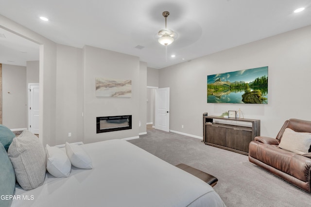 737 Al Smith Ln, El Paso, TX 79932 - bedroom with carpet, recessed lighting, and a glass covered fireplace