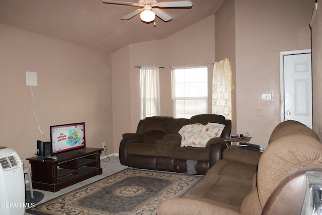 9421 Ariel Rico Ct, El Paso, TX 79907 - living room with lofted ceiling and ceiling fan