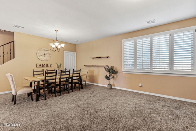 448 White Cloud Rd, El Paso, TX 79928 - carpeted dining space featuring a chandelier and baseboards