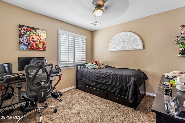 448 White Cloud Rd, El Paso, TX 79928 - bedroom with carpet floors, a desk, and ceiling fan