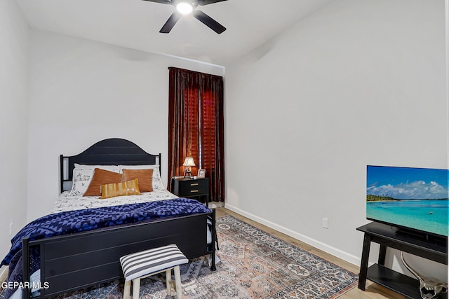 6328 Camino Nogal Dr, El Paso, TX 79932 - bedroom featuring wood finished floors and a ceiling fan