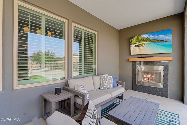 6328 Camino Nogal Dr, El Paso, TX 79932 - view of patio / terrace featuring an outdoor living space with a fireplace