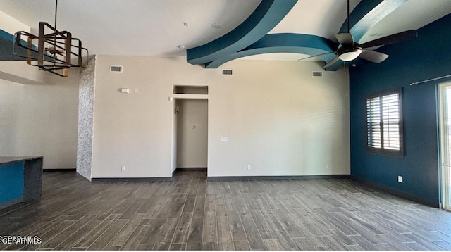 12301 Desert Pine Ave, El Paso, TX 79938 - empty room featuring a chandelier, ceiling fan, and wood finished floors