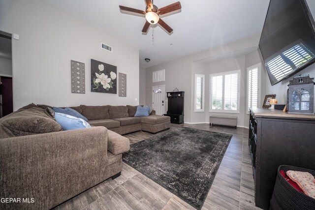223 Ellesmere Way, El Paso, TX 79928 - living room with a ceiling fan and wood finished floors