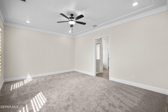 13375 Jeff Winton Dr, El Paso, TX 79928 - carpeted empty room featuring recessed lighting, ceiling fan, and ornamental molding
