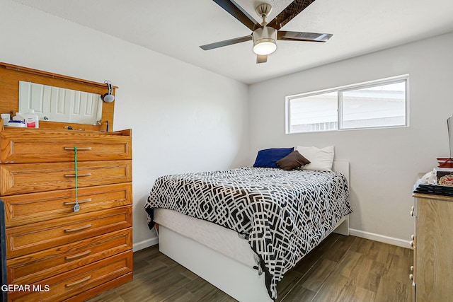 9128 Diana Dr, El Paso, TX 79924 - bedroom featuring dark wood finished floors and ceiling fan