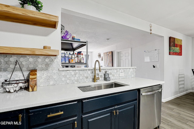 9128 Diana Dr, El Paso, TX 79924 - kitchen featuring open shelves, dishwasher, backsplash, and light countertops