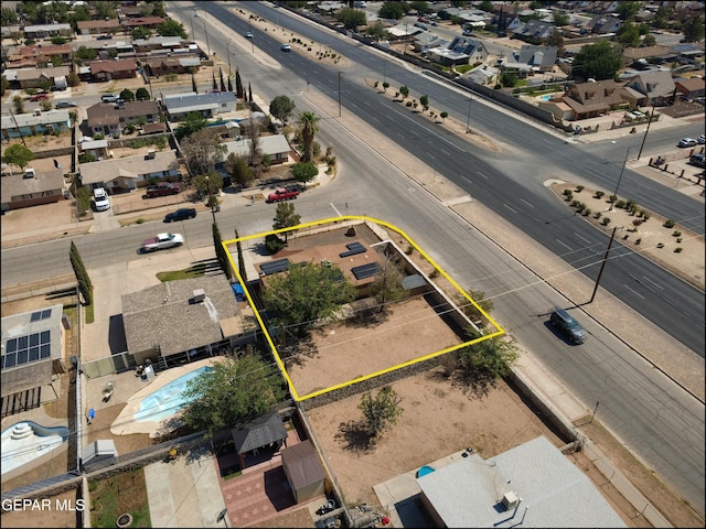 5726 Dearborne Dr, El Paso, TX 79924 - aerial perspective of suburban area with a pool area and property boundaries highlighted